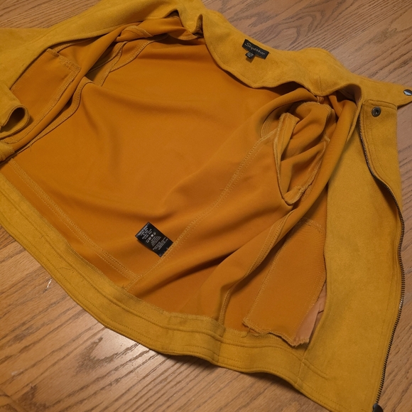 Shinestar Biker Jacket Yellow (Mustard) Faux Leather Style Women's Size XL - Picture 8 of 13